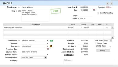 AccountEdge Invoice
