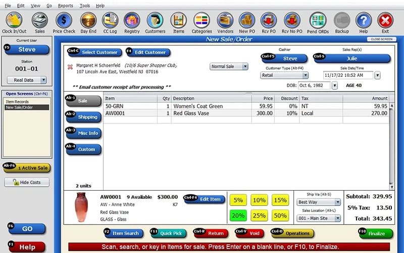 POS Sales Screen