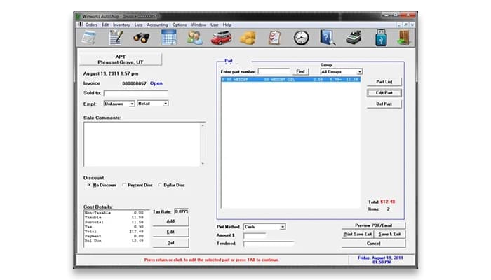 AutoShop Generate Invoice