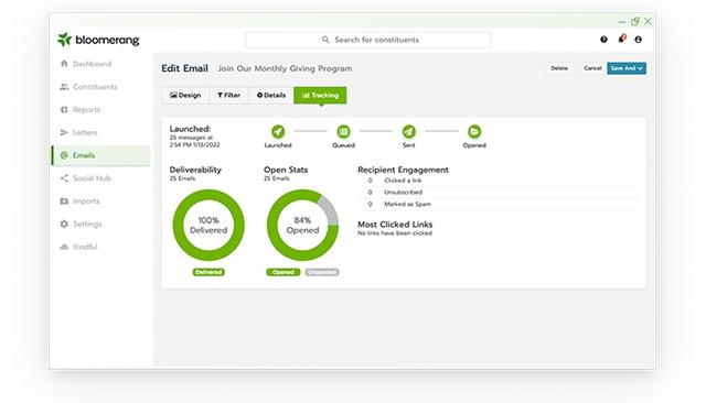 Bloomerang Software Email Analytics