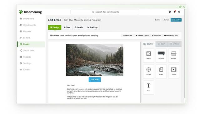 Bloomerang Software Email Editor
