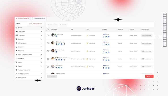 CUFinder Contact Search