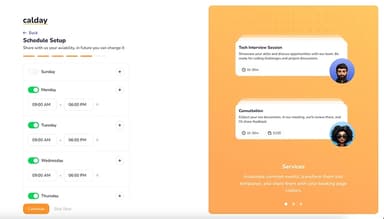 Calday Software Schedule Setup