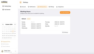 Calday Software Scheduling Settings