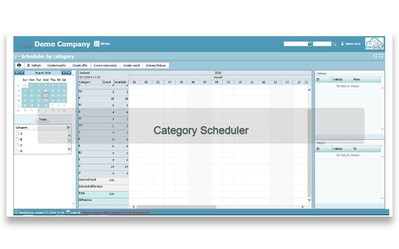 CarOn Category Schedule