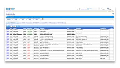 Coherent CMMS Work Calendar