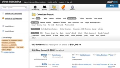 Donor Tools Donation report