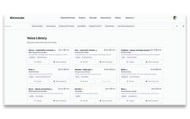 ElevenLabs Voice Library