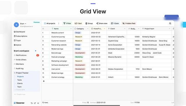 Baserow Grid View