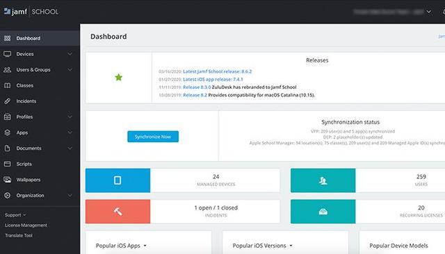Jamf School Dashboard View