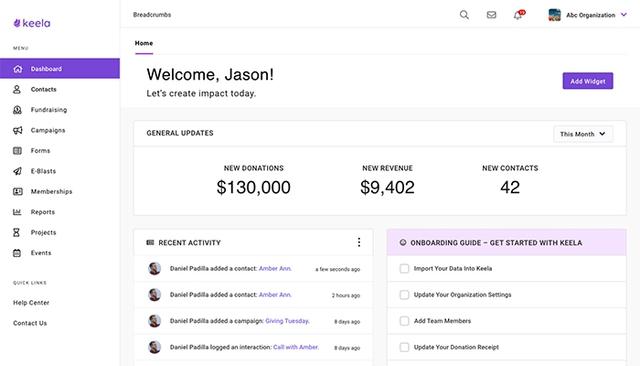 Keela Dashboard