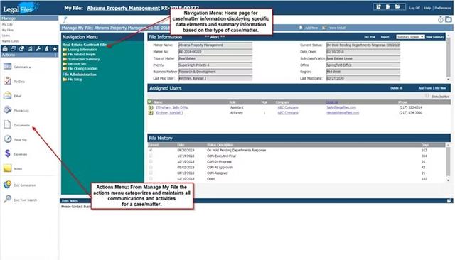 Legal Files Navigation Menu