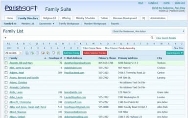 ParishSOFT Family List