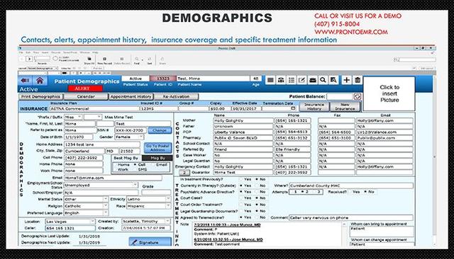 PRONTO EMR Software Demographics