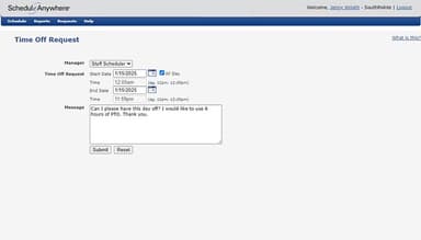 ScheduleAnywhere Time-Off Request