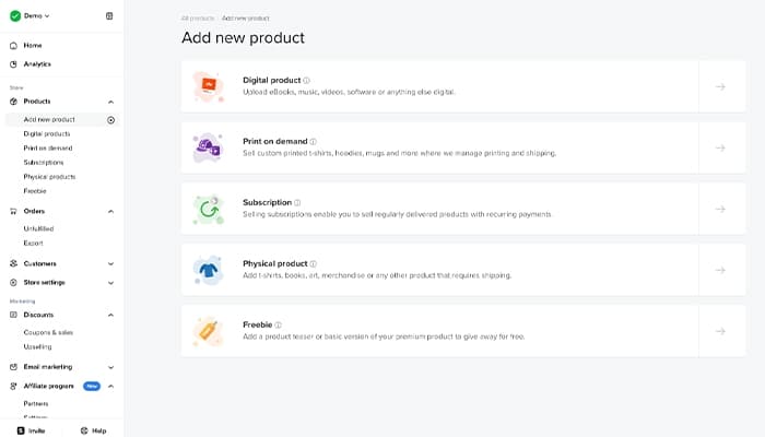 Sellfy Add New Product