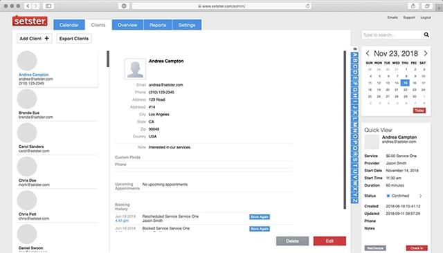 Setster Client information
