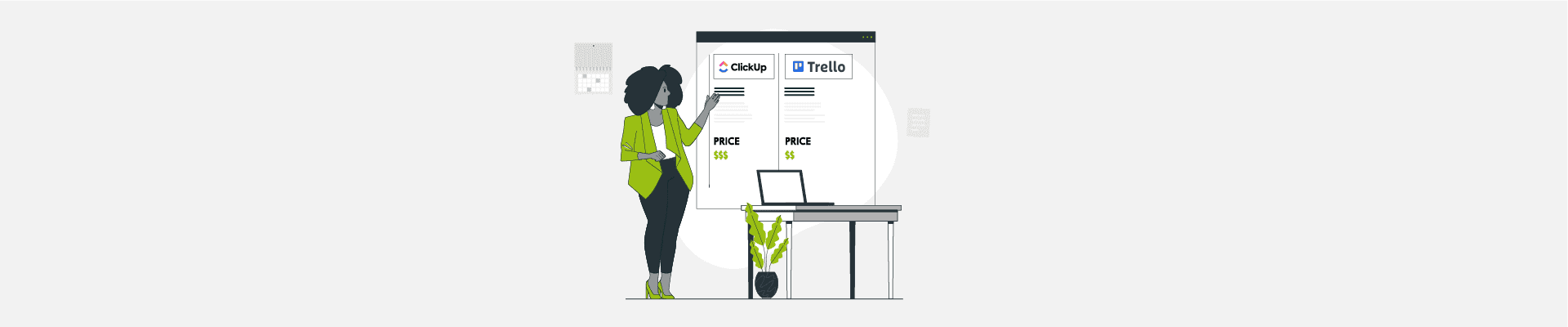 Trello vs ClickUp Feature and Pricing Comparison Infographic