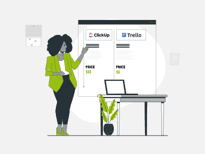 Trello vs ClickUp Feature and Pricing Comparison Infographic