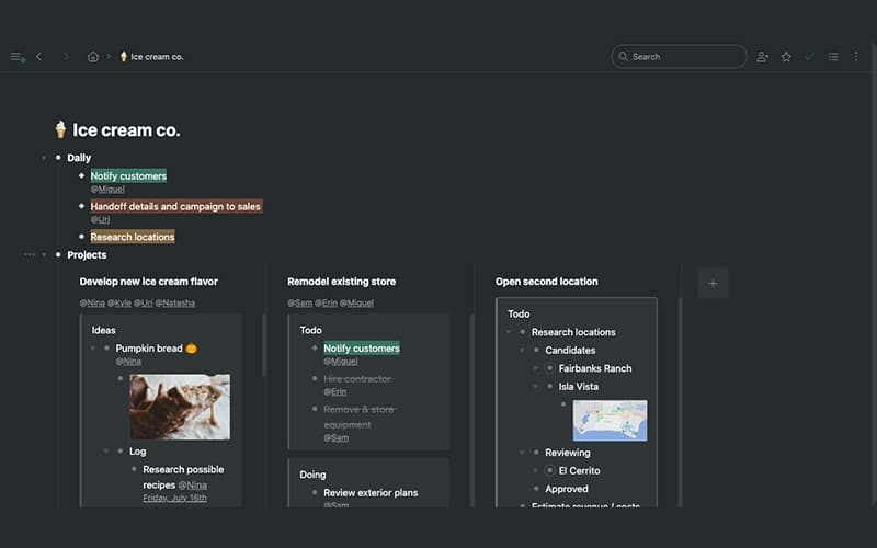 WorkFlowy Assigning Tasks