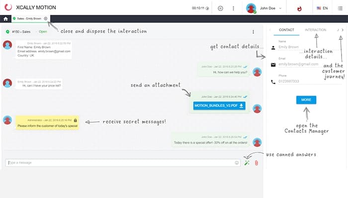 XCALLY Chat Interaction
