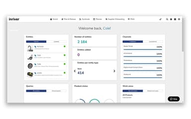 inriver PIM user dashboard
