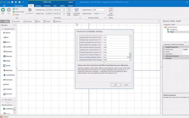 Simio Advanced Compatibility Settings