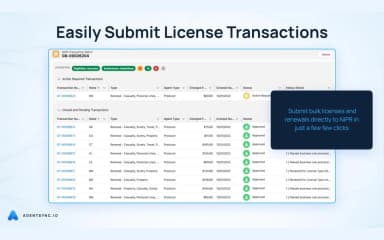 AgentSync Effortlessly Submit Liscense Transaction