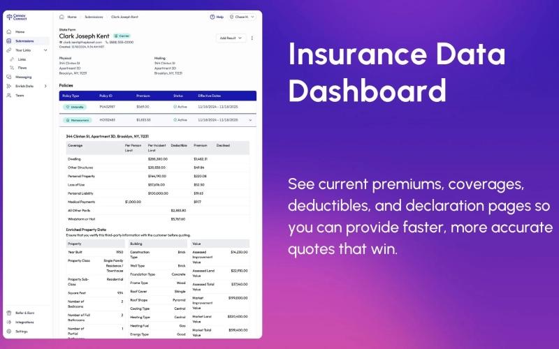 Canopy Connect Insurance Data Dashboard