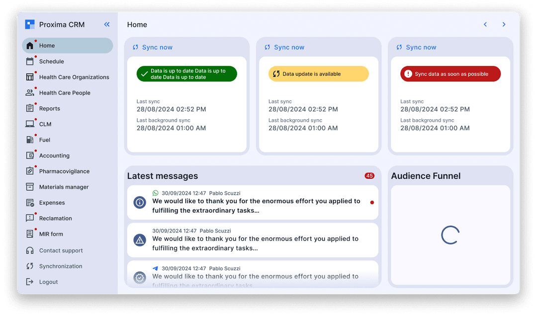 Proxima Cloud CRM screenshot