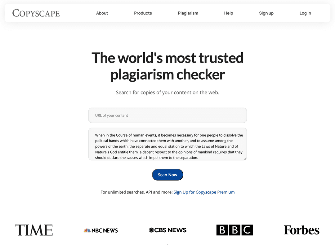 Copyscape screenshot