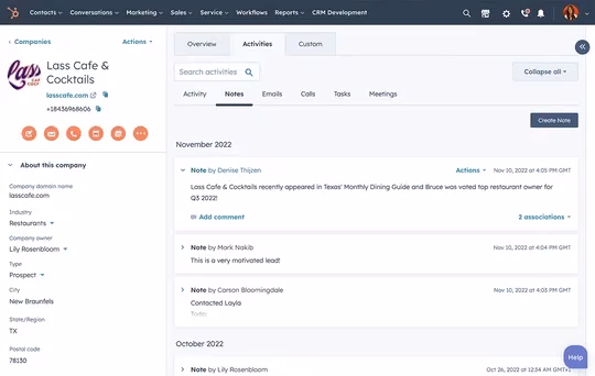 HubSpot CRM Software screenshot