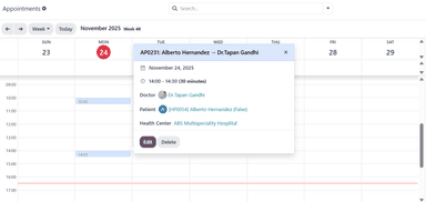 oeHealth Appointments