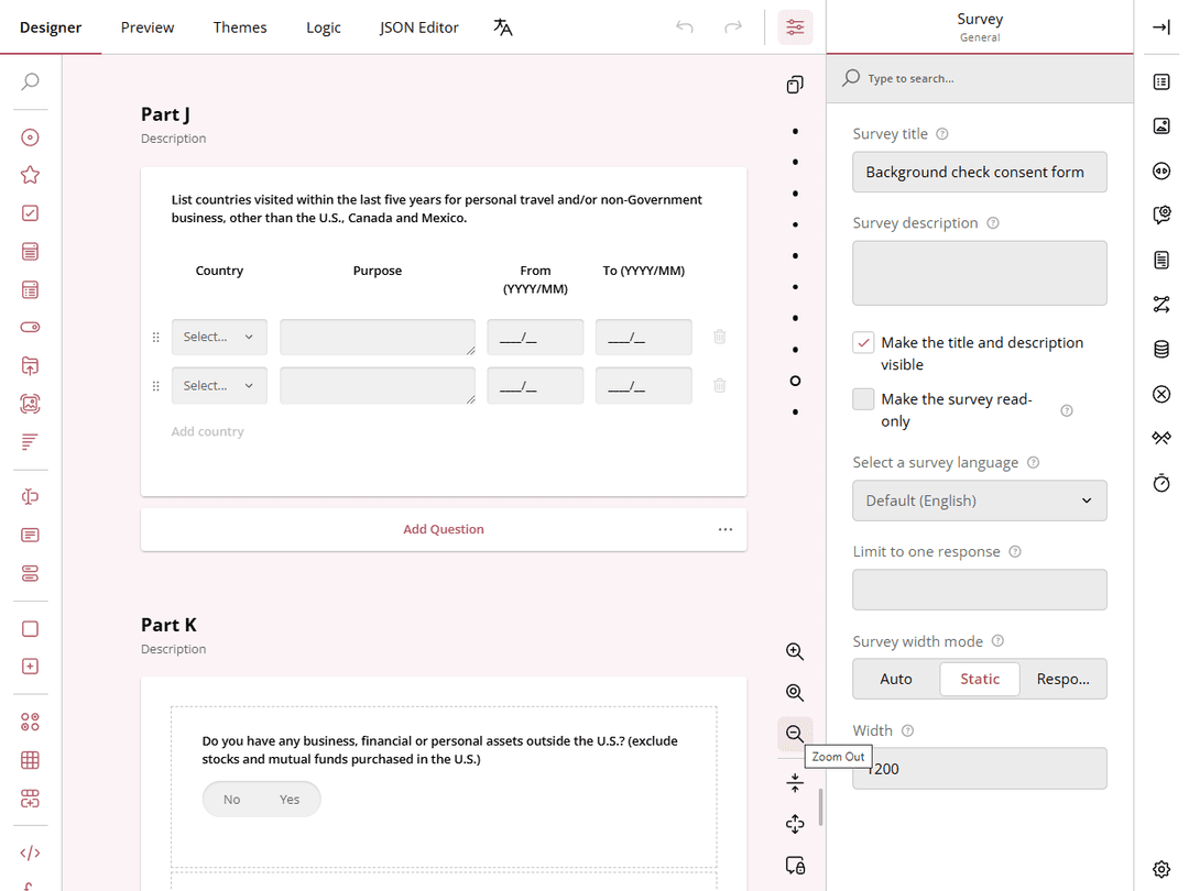 SurveyJS Themes And Logic