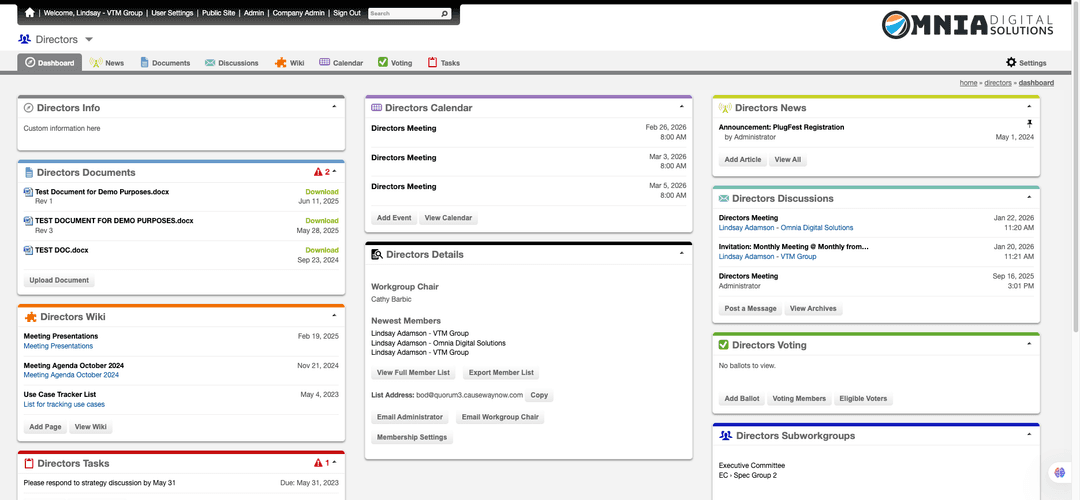 Causeway Directors Dashboard