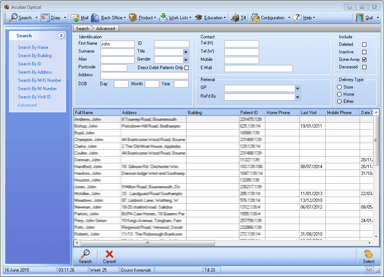 Acuitas activEHR Patient search