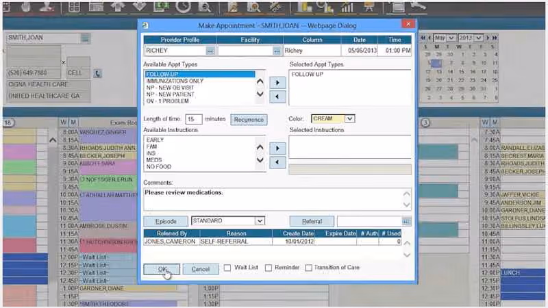 AdvancedMD EHR Make Appointment