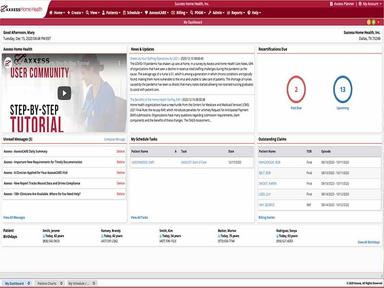 Axxess Home Health Software Dashboard
