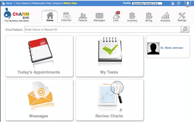 CharmHealth EHR Home Screen