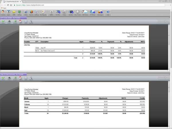 ChartPerfect EHR Medical bill