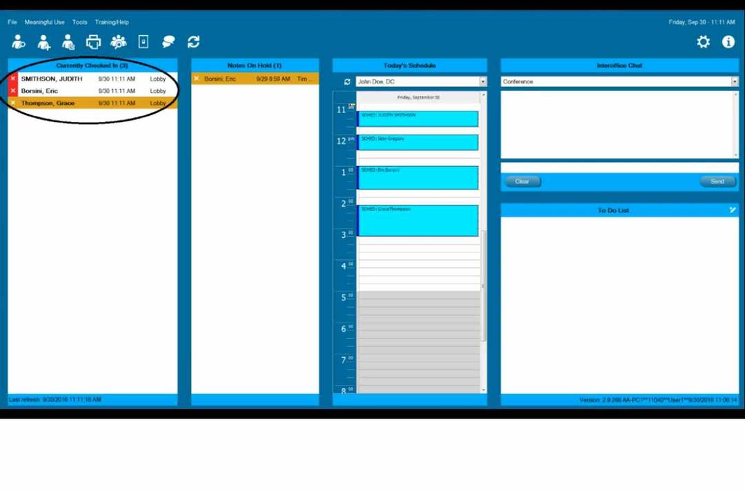Chiro QuickCharts EHR main screen