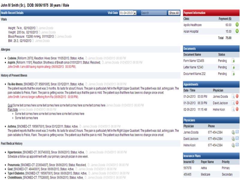 Patient dashboard