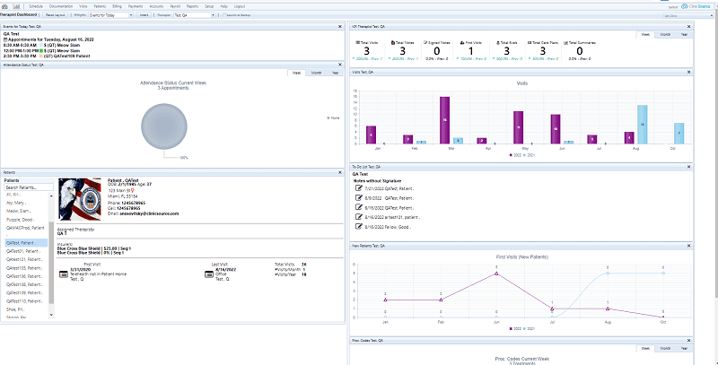 ClinicSource Therapist Dashboard