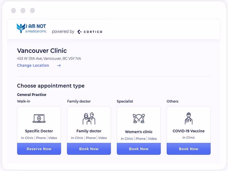 CORTICO Appointment type
