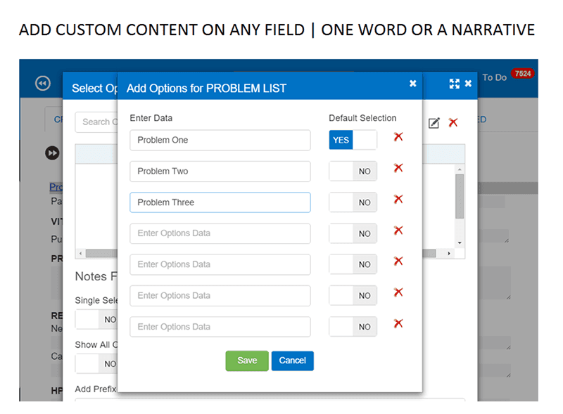 EHR YOUR WAY Add Option for Problem List