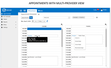 EHR Your Way Appointments with multi-provider view