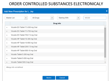 EHR Your Way Order controlled substances electronically