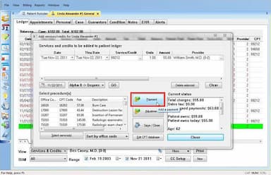 ECLIPSE Patient ledger tab