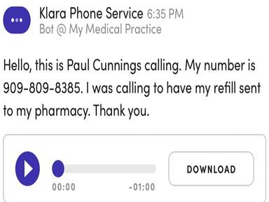 Klara voice to text transcriptions