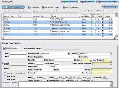 Liquid EHR Inventory screen